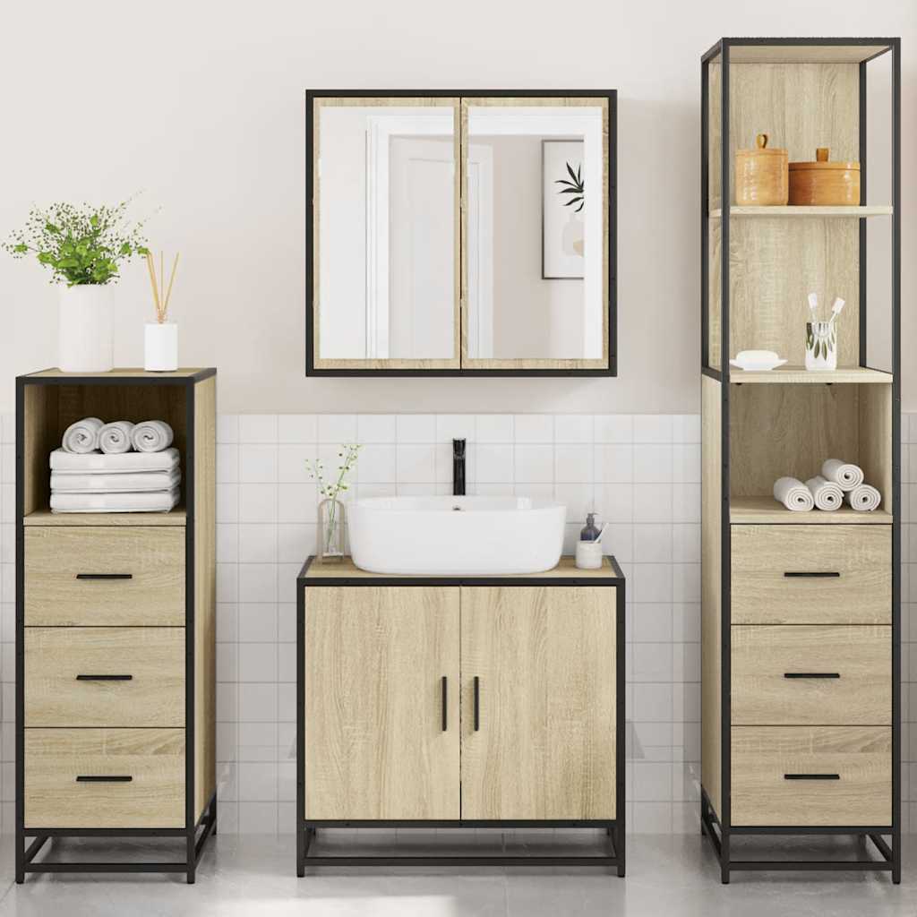 4 Piece Bathroom Furniture Set Engineered Wood