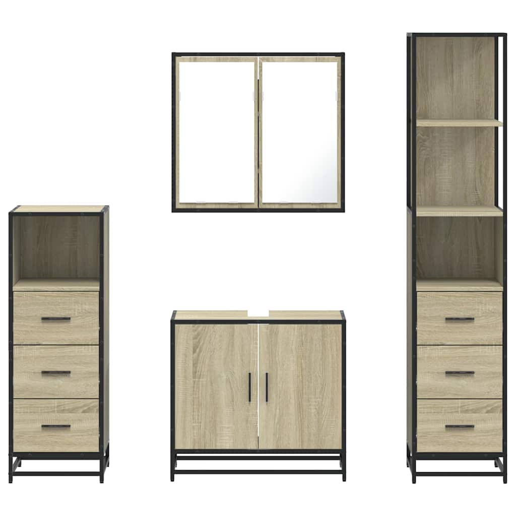 4 Piece Bathroom Furniture Set Engineered Wood