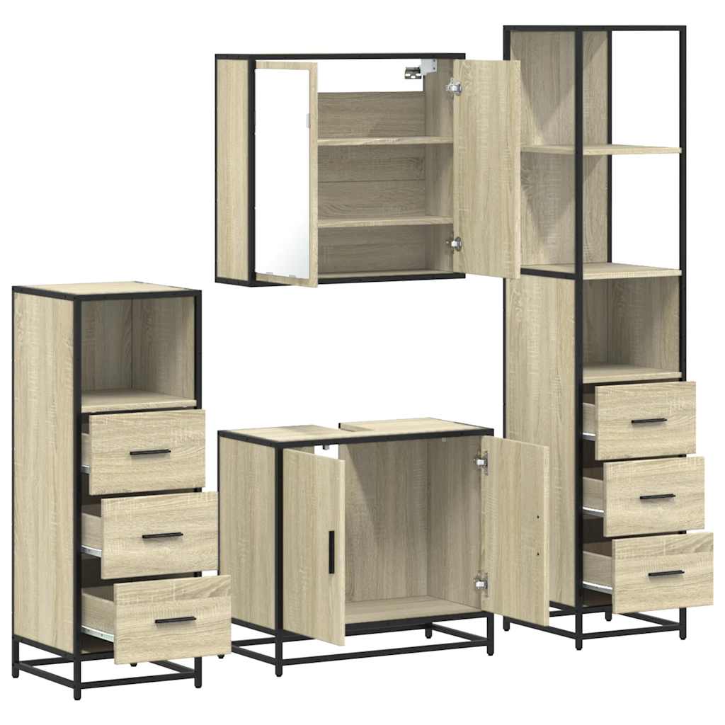 4 Piece Bathroom Furniture Set Engineered Wood