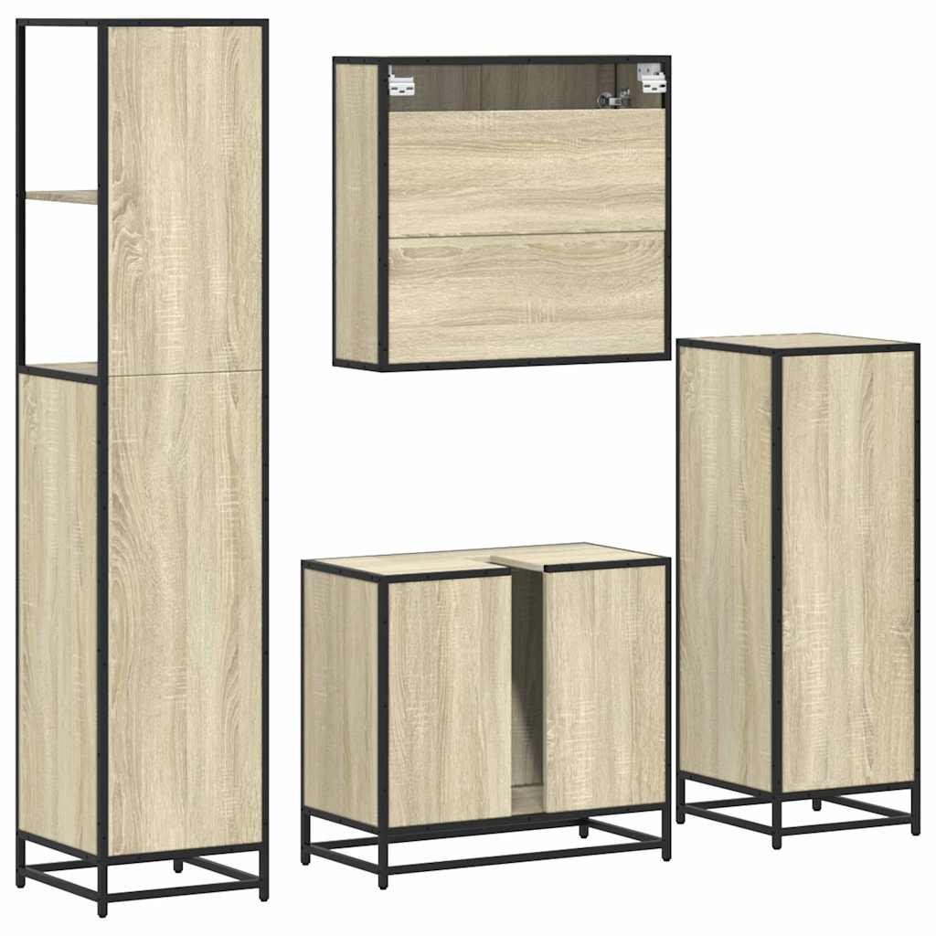 4 Piece Bathroom Furniture Set Engineered Wood