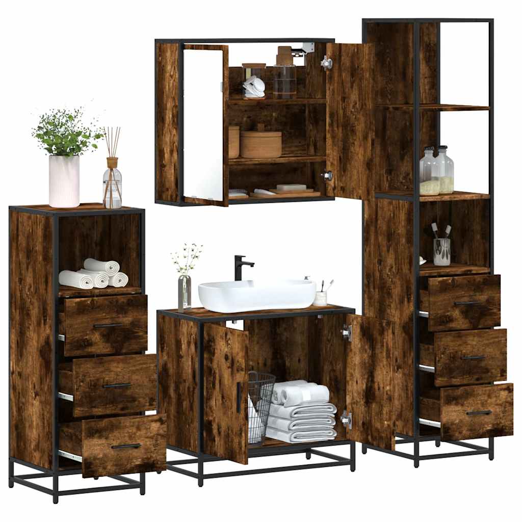 4 Piece Bathroom Furniture Set Engineered Wood