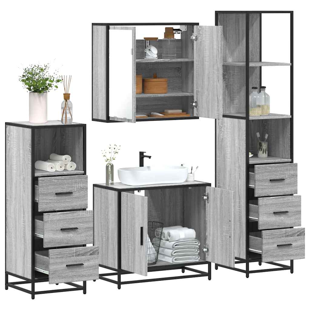 4 Piece Bathroom Furniture Set Engineered Wood