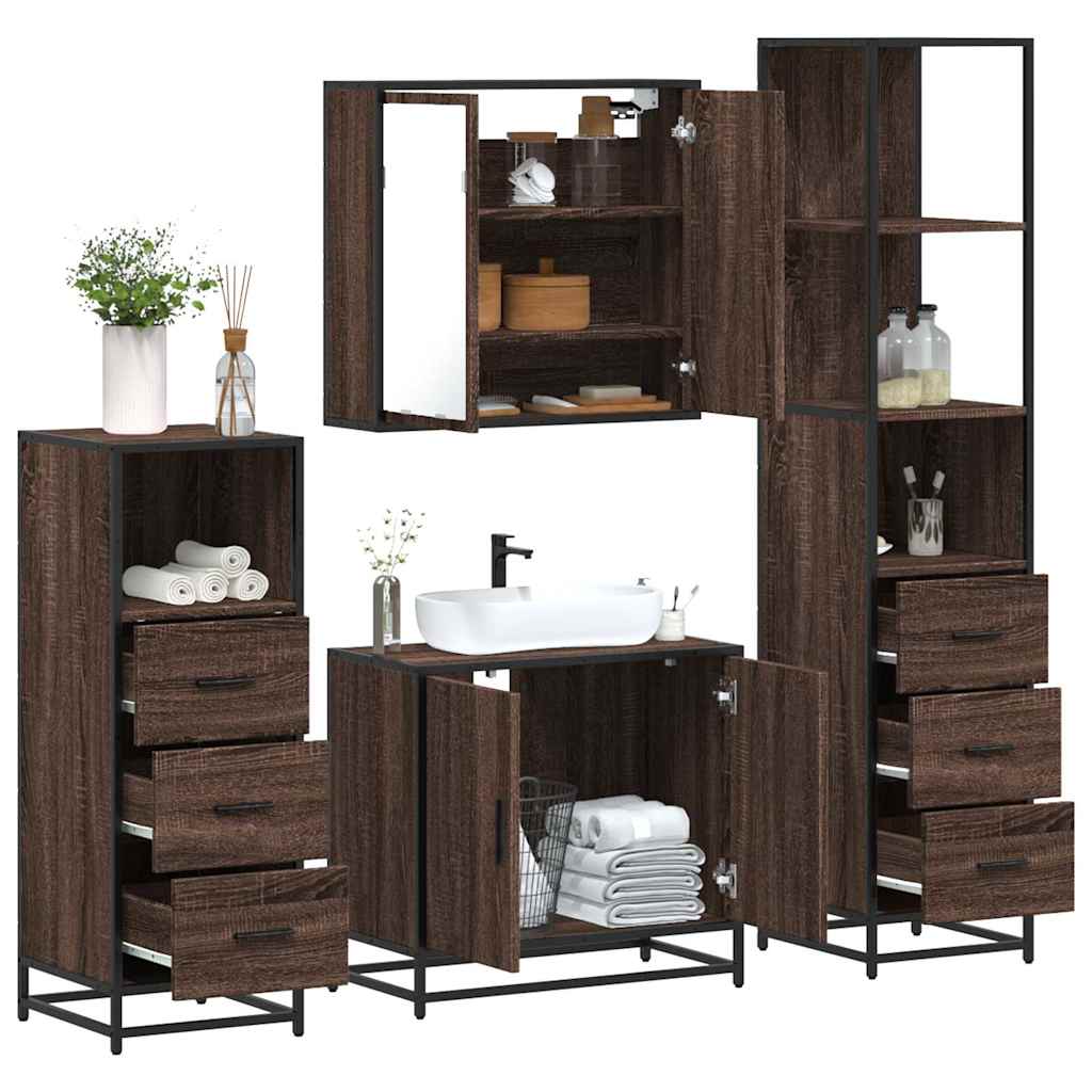 4 Piece Bathroom Furniture Set Engineered Wood