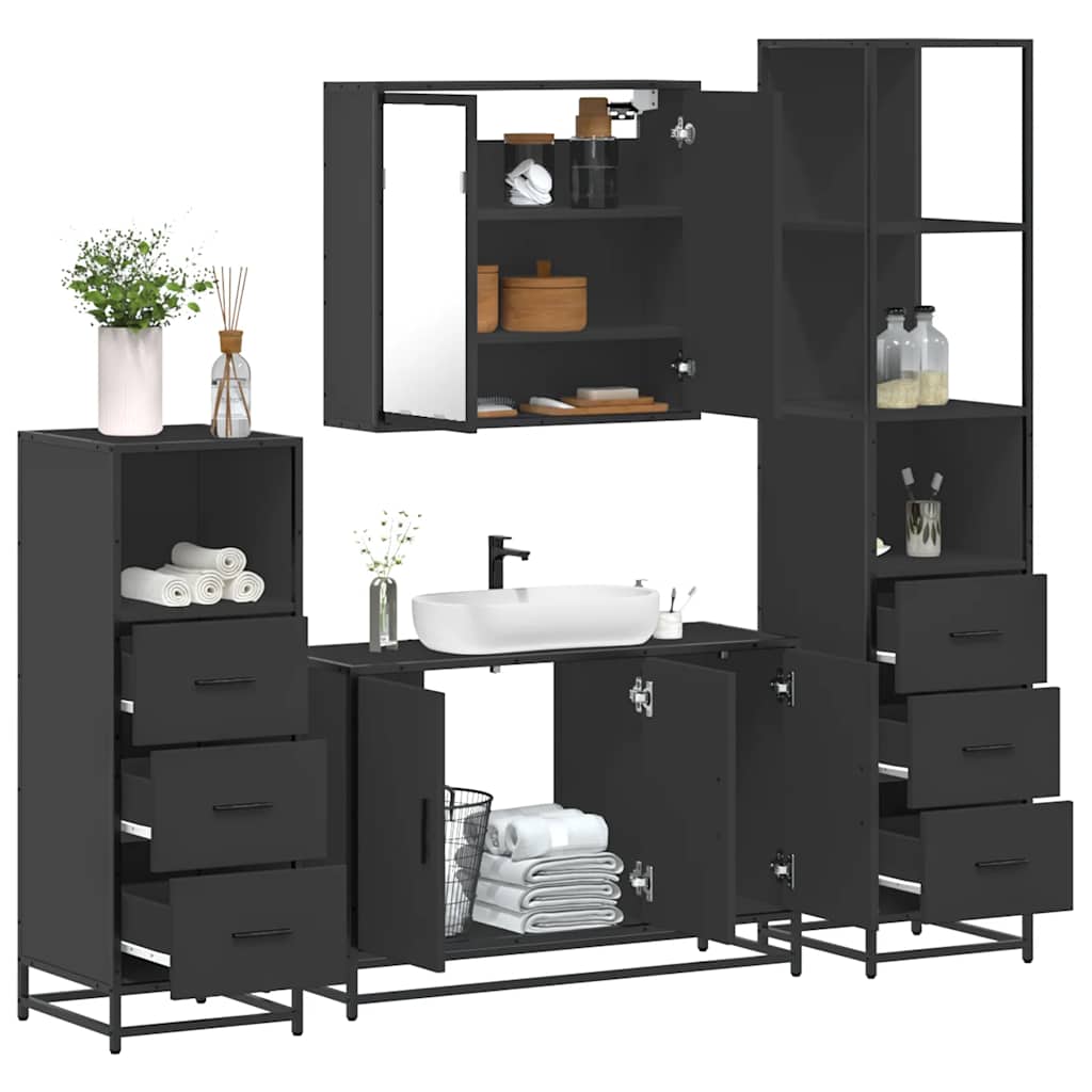 4 Piece Bathroom Furniture Set Engineered Wood