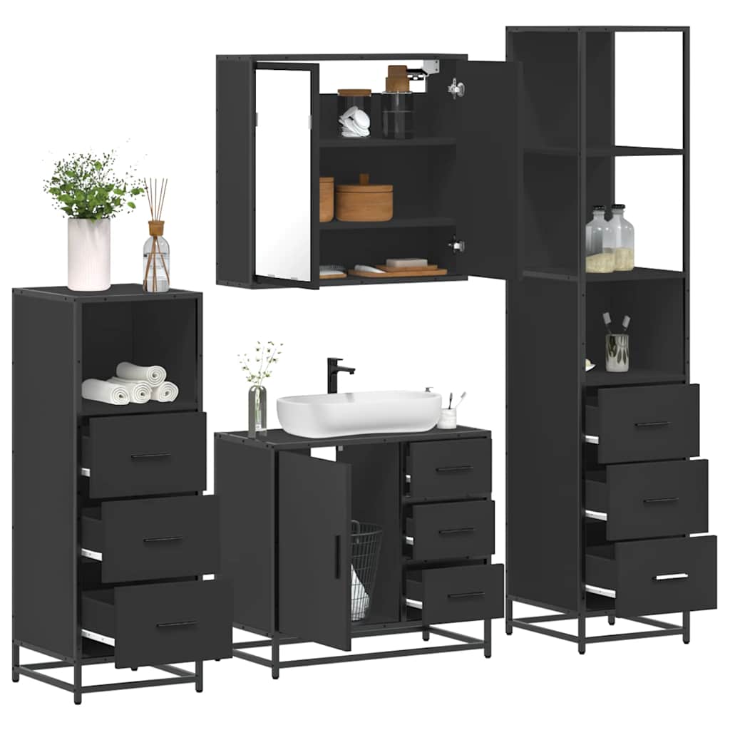 4 Piece Bathroom Furniture Set Engineered Wood