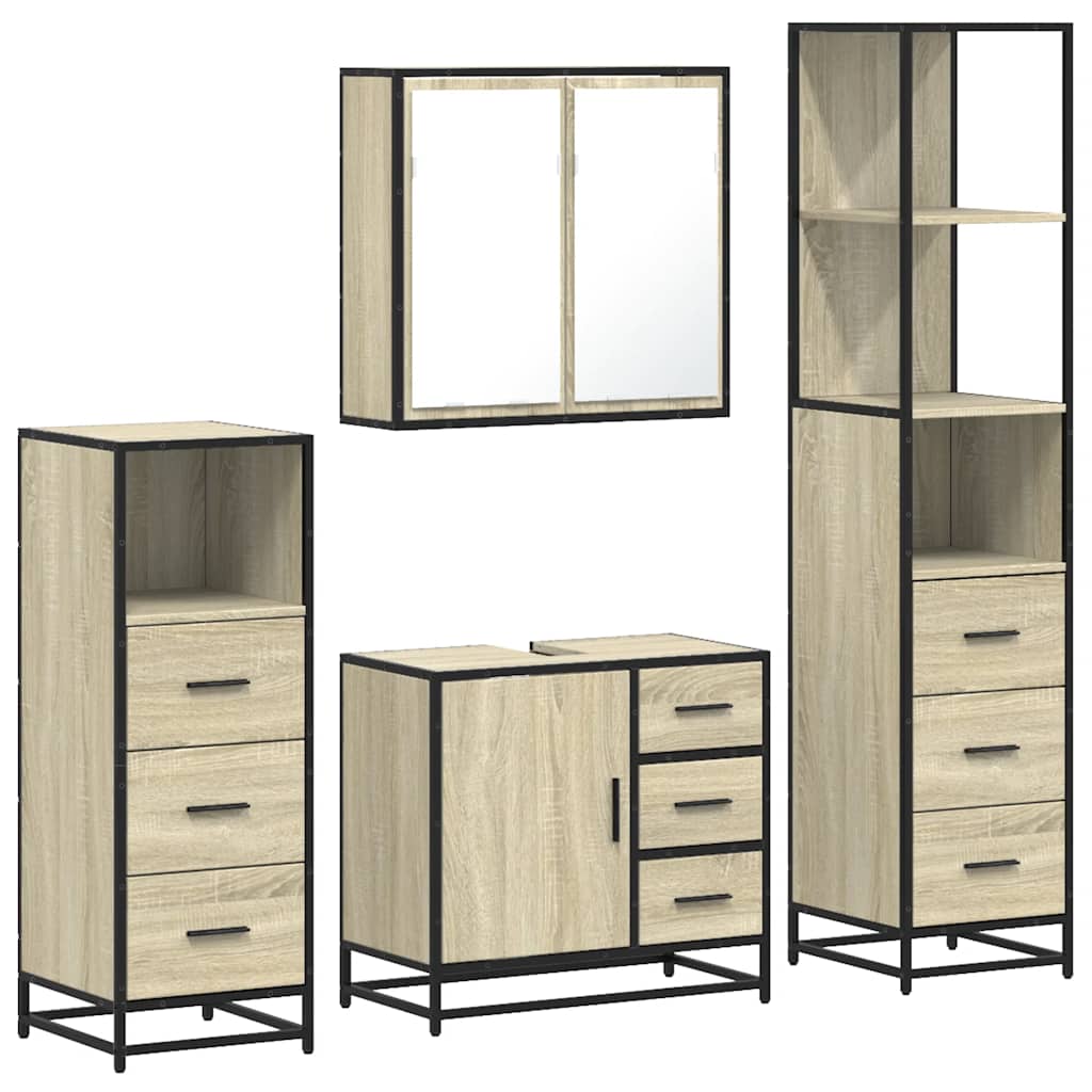 4 Piece Bathroom Furniture Set Engineered Wood