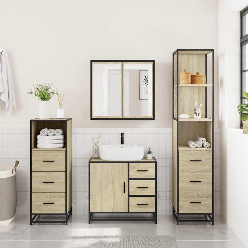 4 Piece Bathroom Furniture Set Engineered Wood
