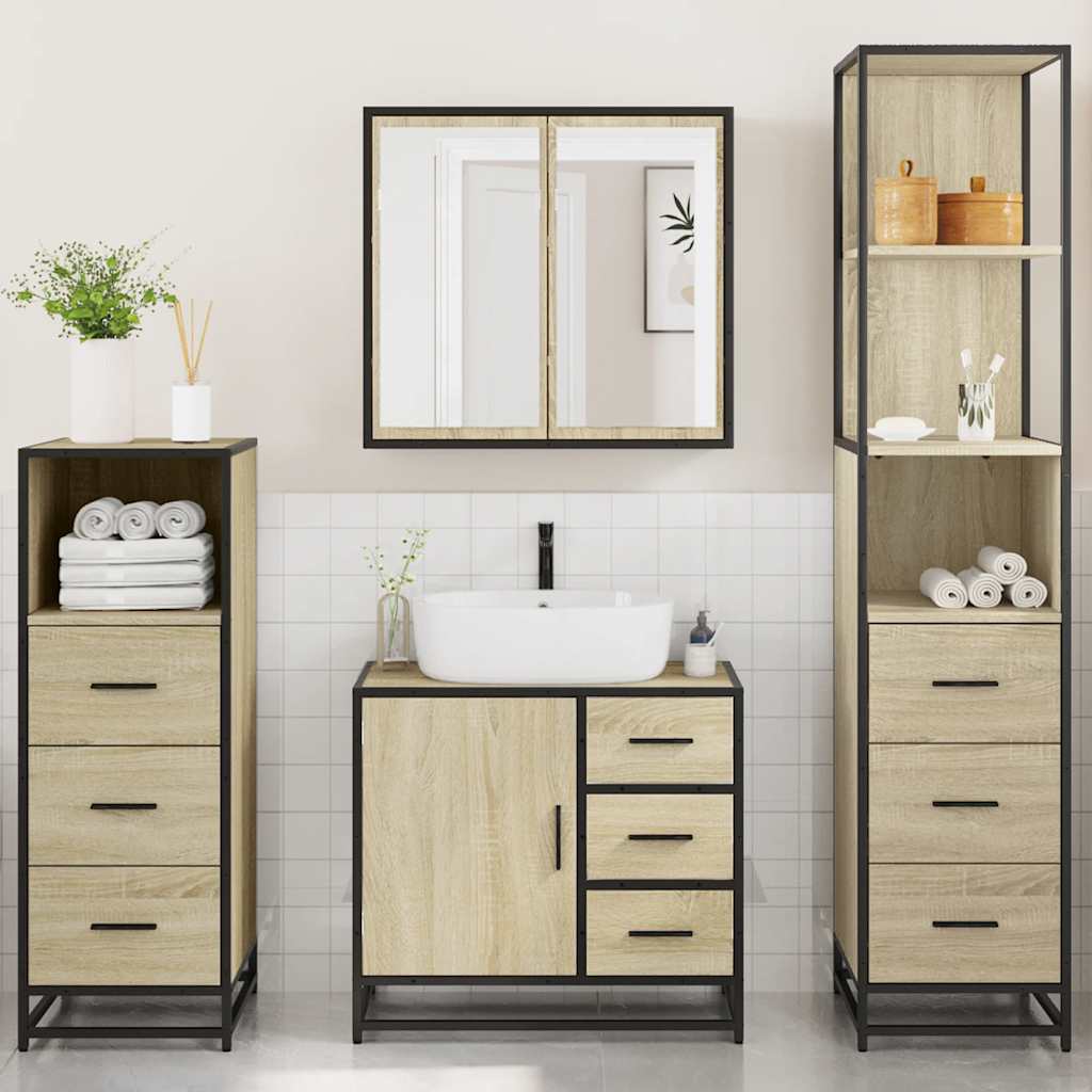 4 Piece Bathroom Furniture Set Engineered Wood