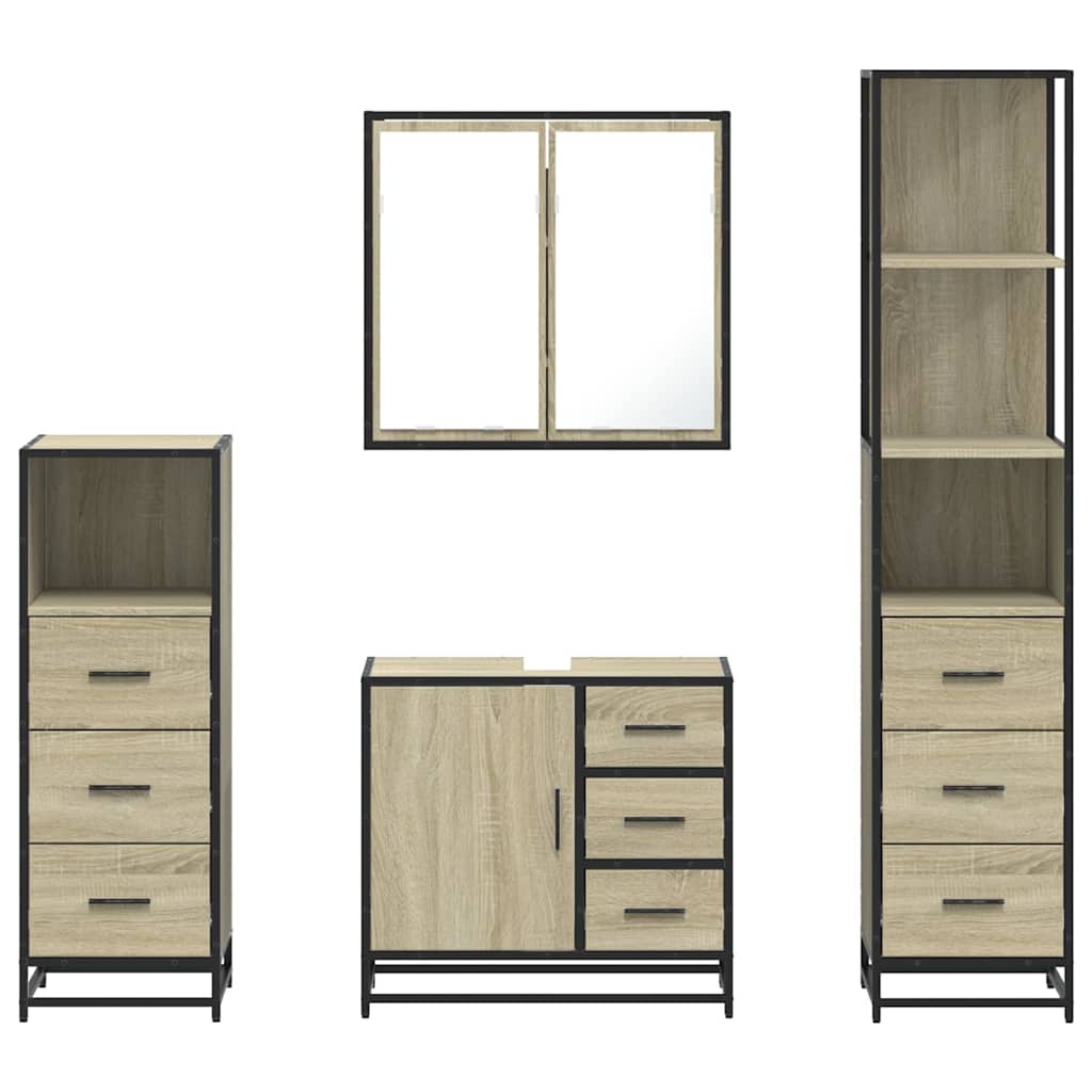4 Piece Bathroom Furniture Set Engineered Wood