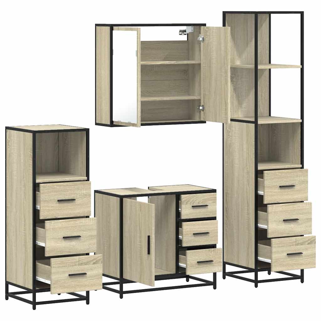 4 Piece Bathroom Furniture Set Engineered Wood