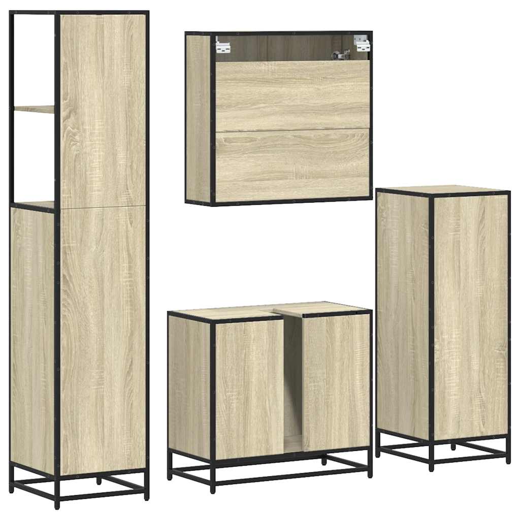 4 Piece Bathroom Furniture Set Engineered Wood