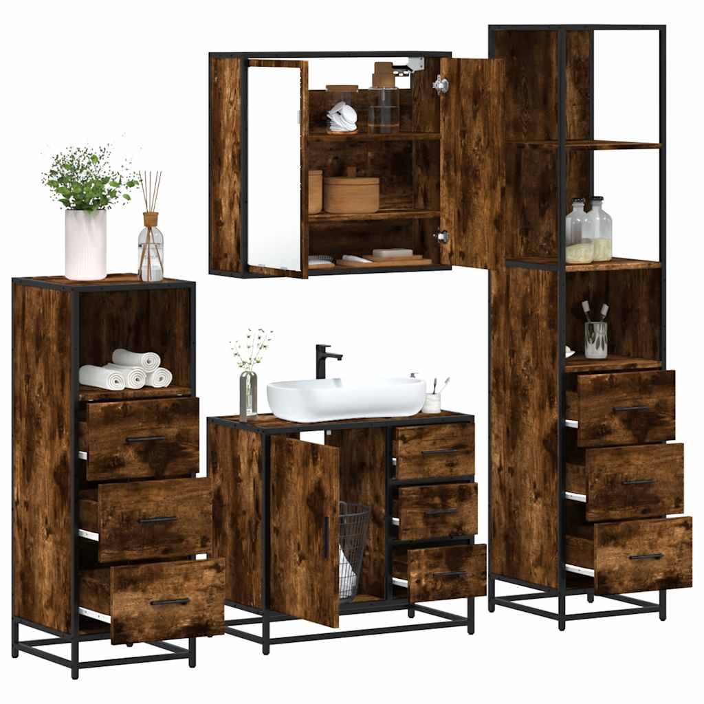 4 Piece Bathroom Furniture Set Engineered Wood