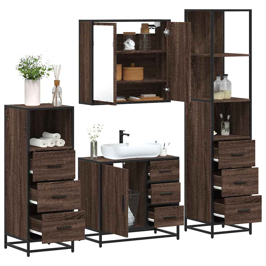 4 Piece Bathroom Furniture Set Engineered Wood
