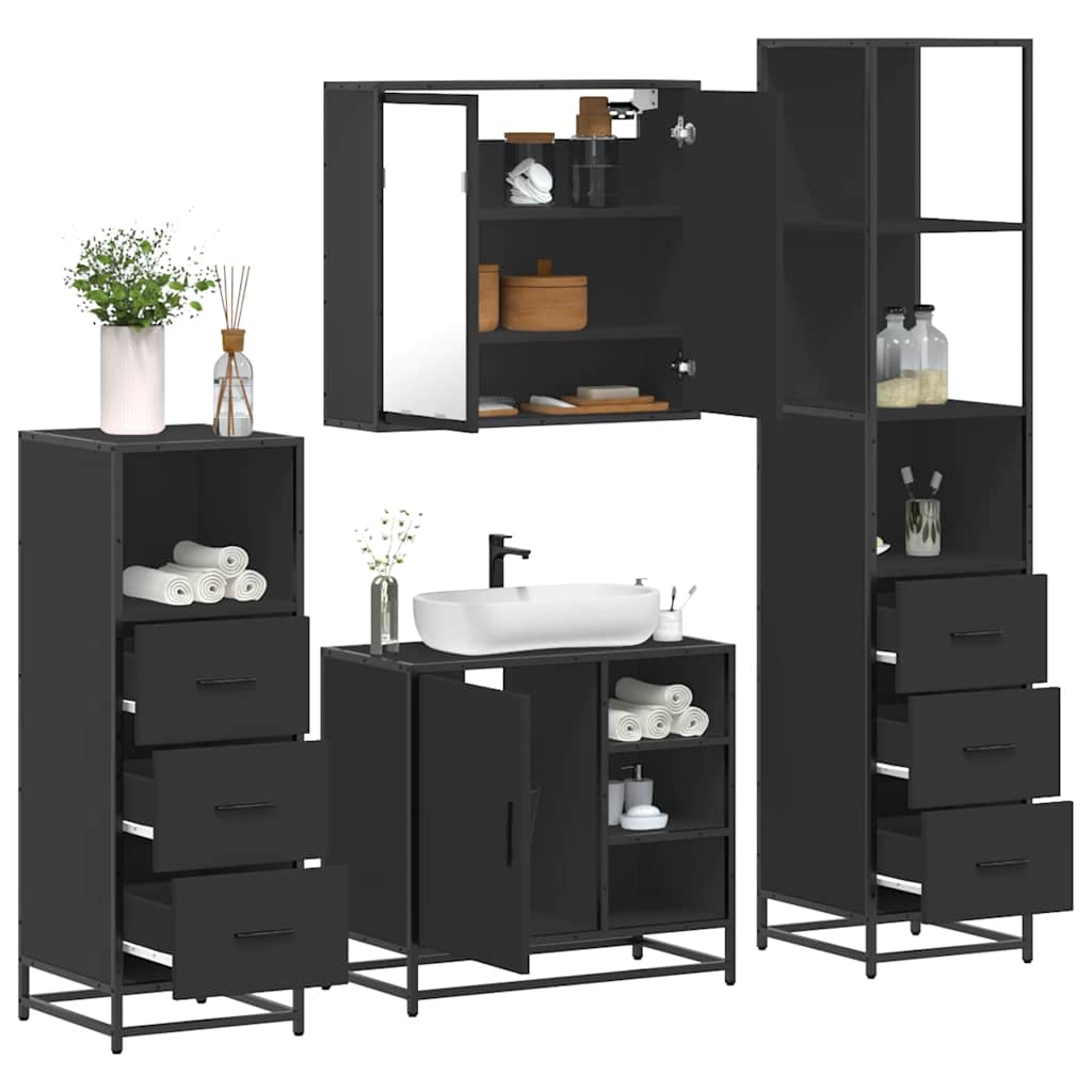 4 Piece Bathroom Furniture Set Engineered Wood