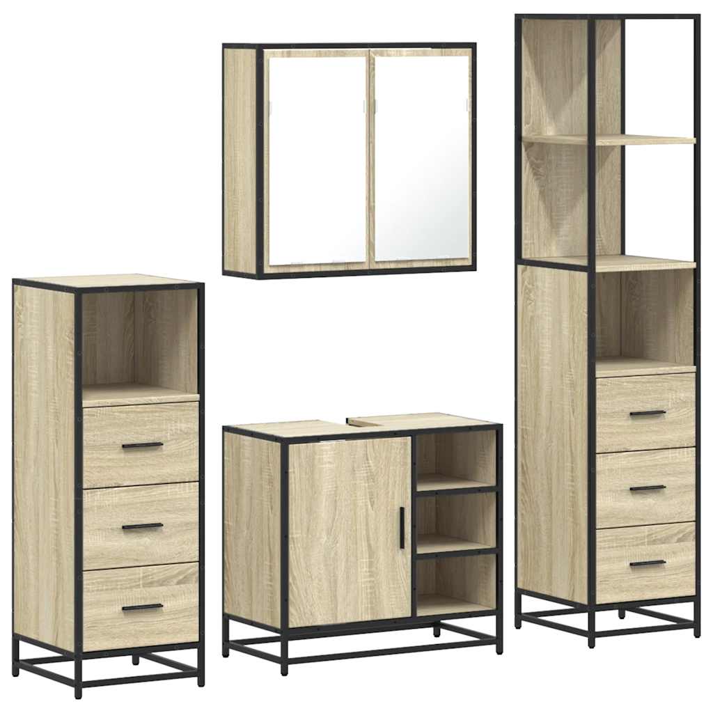 4 Piece Bathroom Furniture Set Engineered Wood