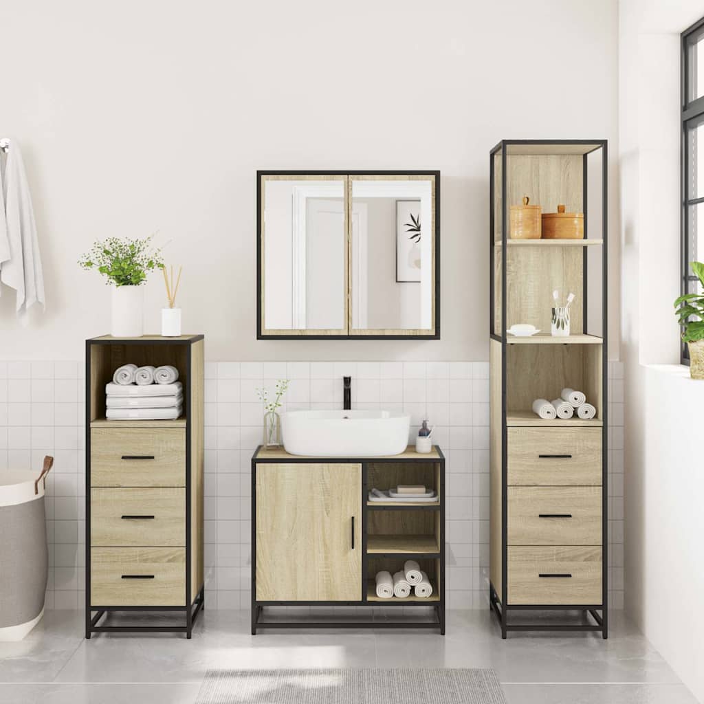 4 Piece Bathroom Furniture Set Engineered Wood