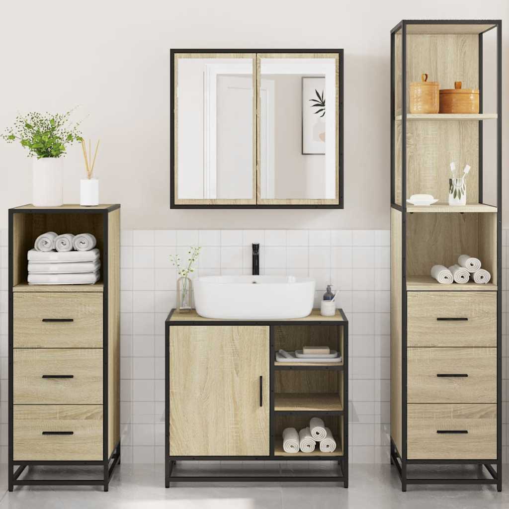 4 Piece Bathroom Furniture Set Engineered Wood