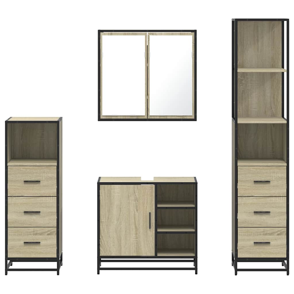 4 Piece Bathroom Furniture Set Engineered Wood