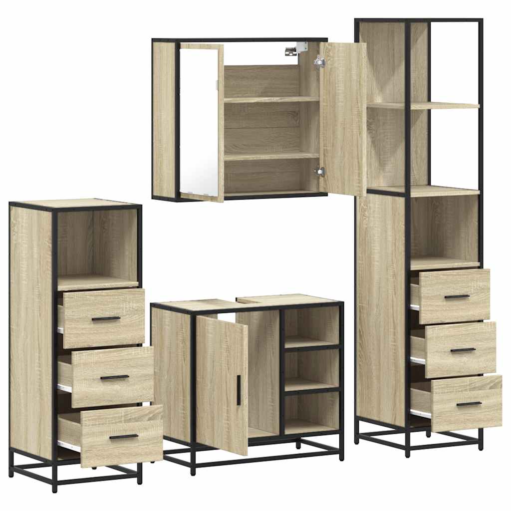 4 Piece Bathroom Furniture Set Engineered Wood