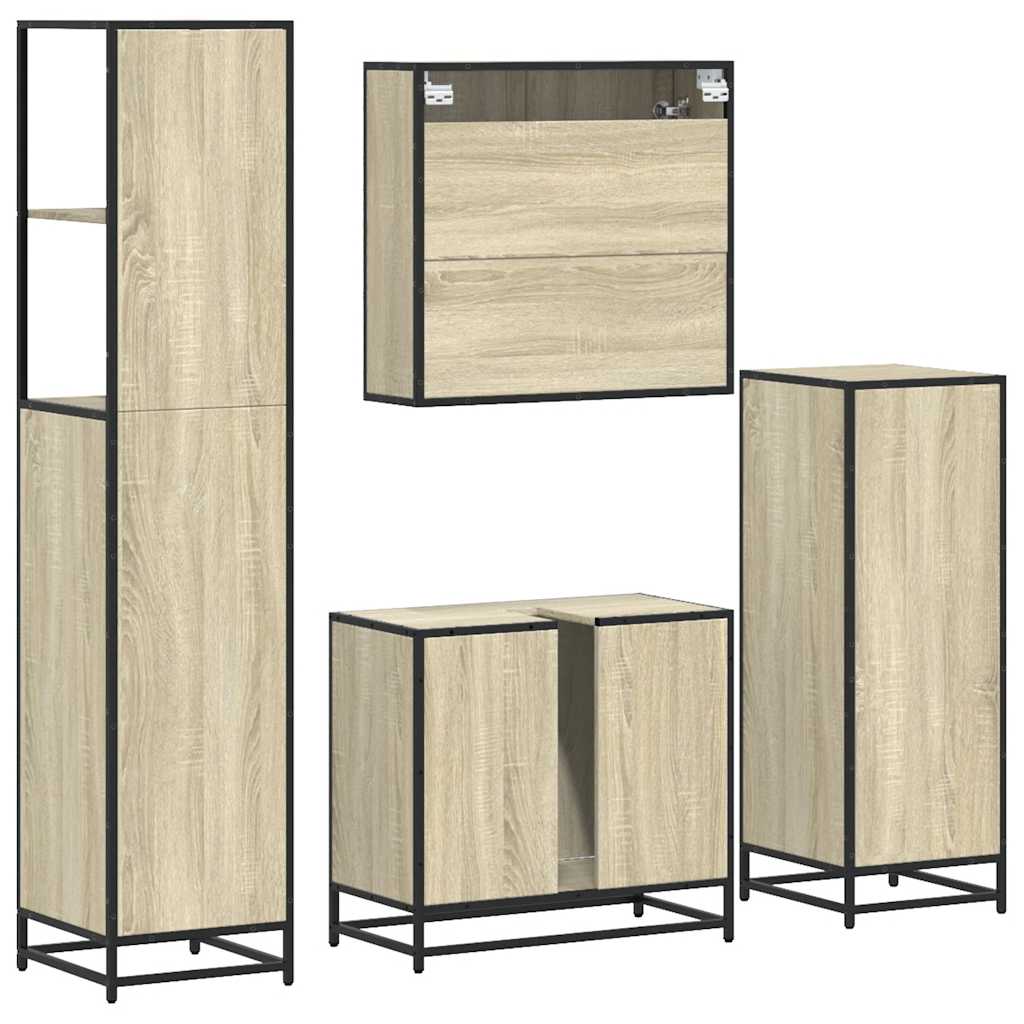 4 Piece Bathroom Furniture Set Engineered Wood