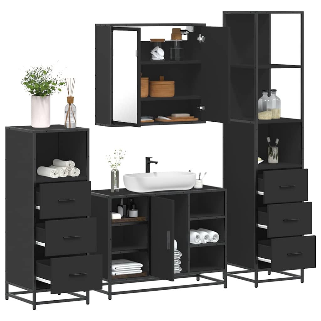 4 Piece Bathroom Furniture Set Engineered Wood