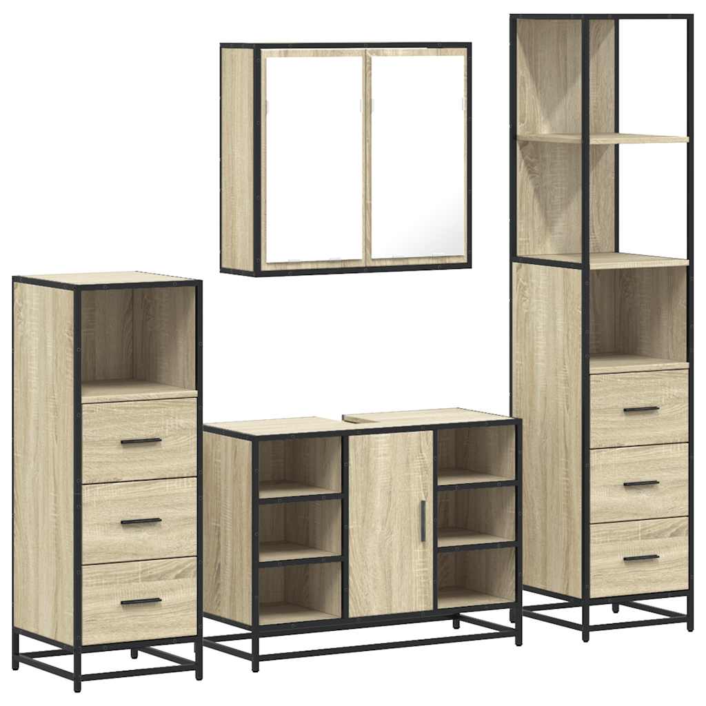 4 Piece Bathroom Furniture Set Engineered Wood