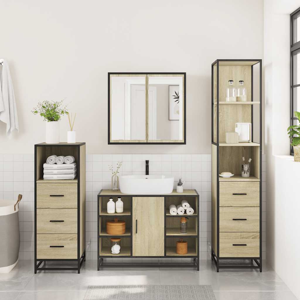 4 Piece Bathroom Furniture Set Engineered Wood