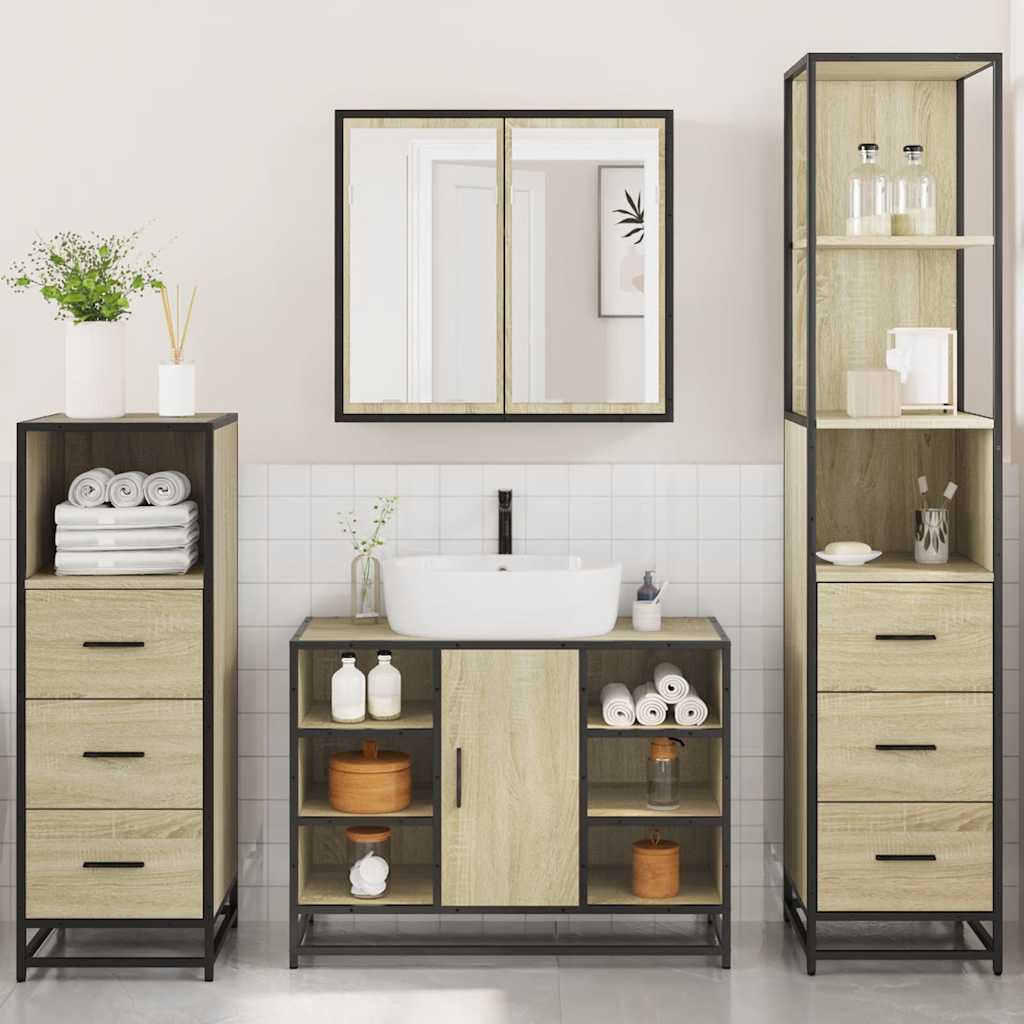 4 Piece Bathroom Furniture Set Engineered Wood