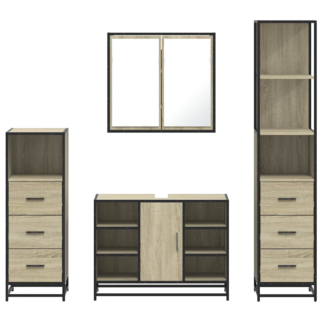 4 Piece Bathroom Furniture Set Engineered Wood