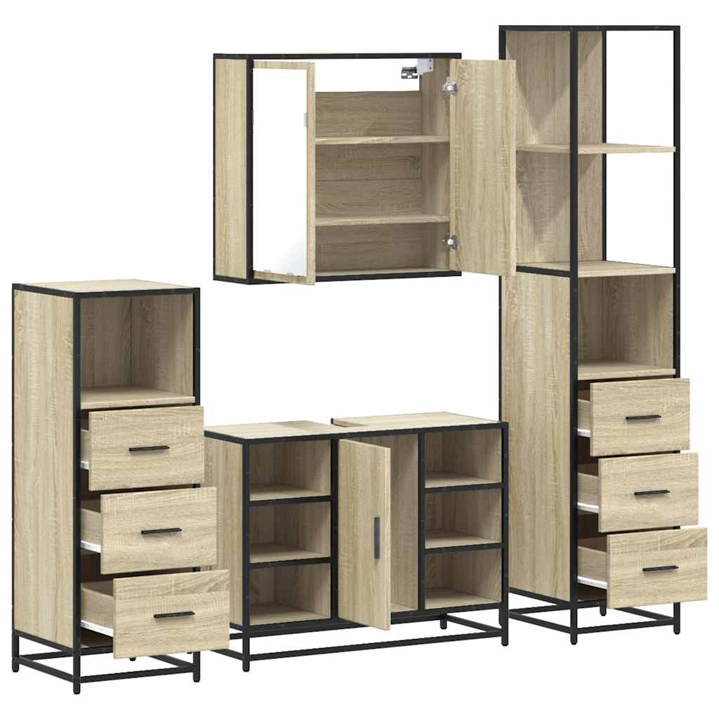 4 Piece Bathroom Furniture Set Engineered Wood