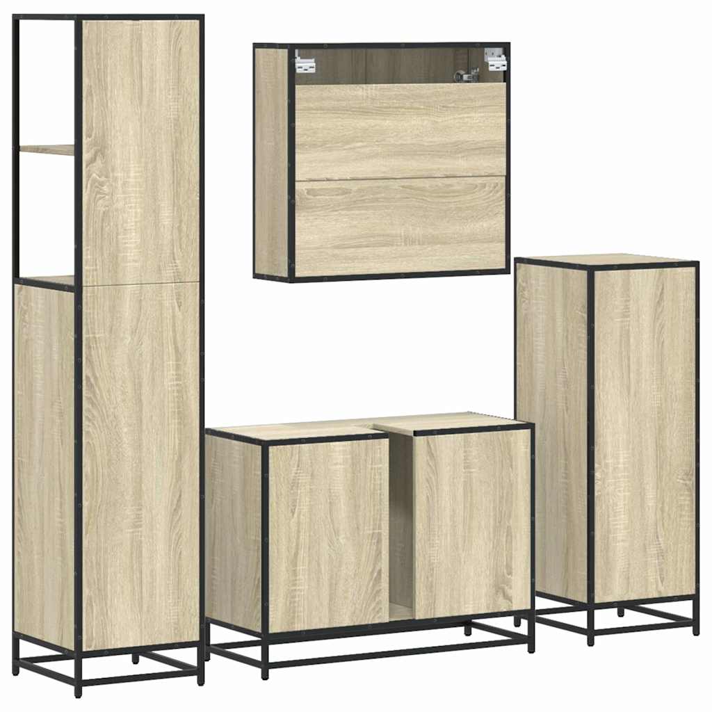 4 Piece Bathroom Furniture Set Engineered Wood