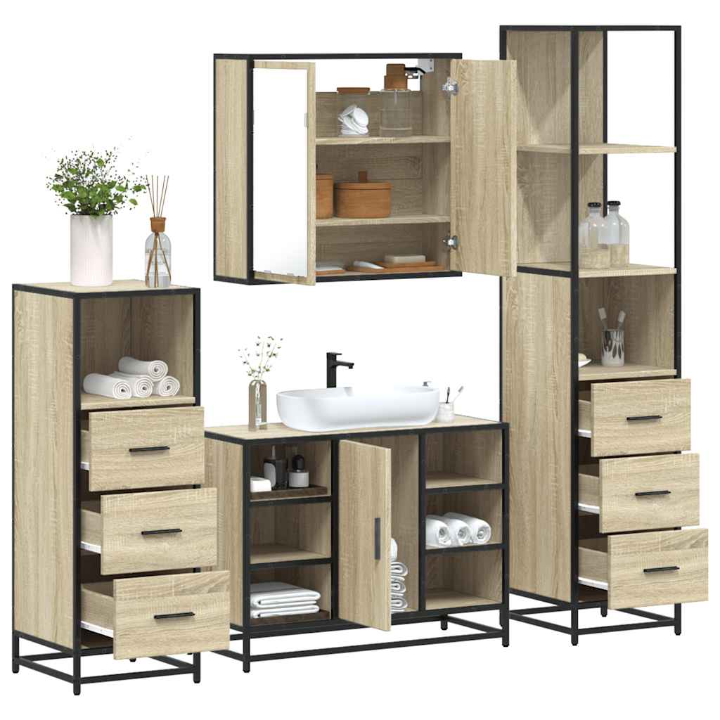 4 Piece Bathroom Furniture Set Engineered Wood