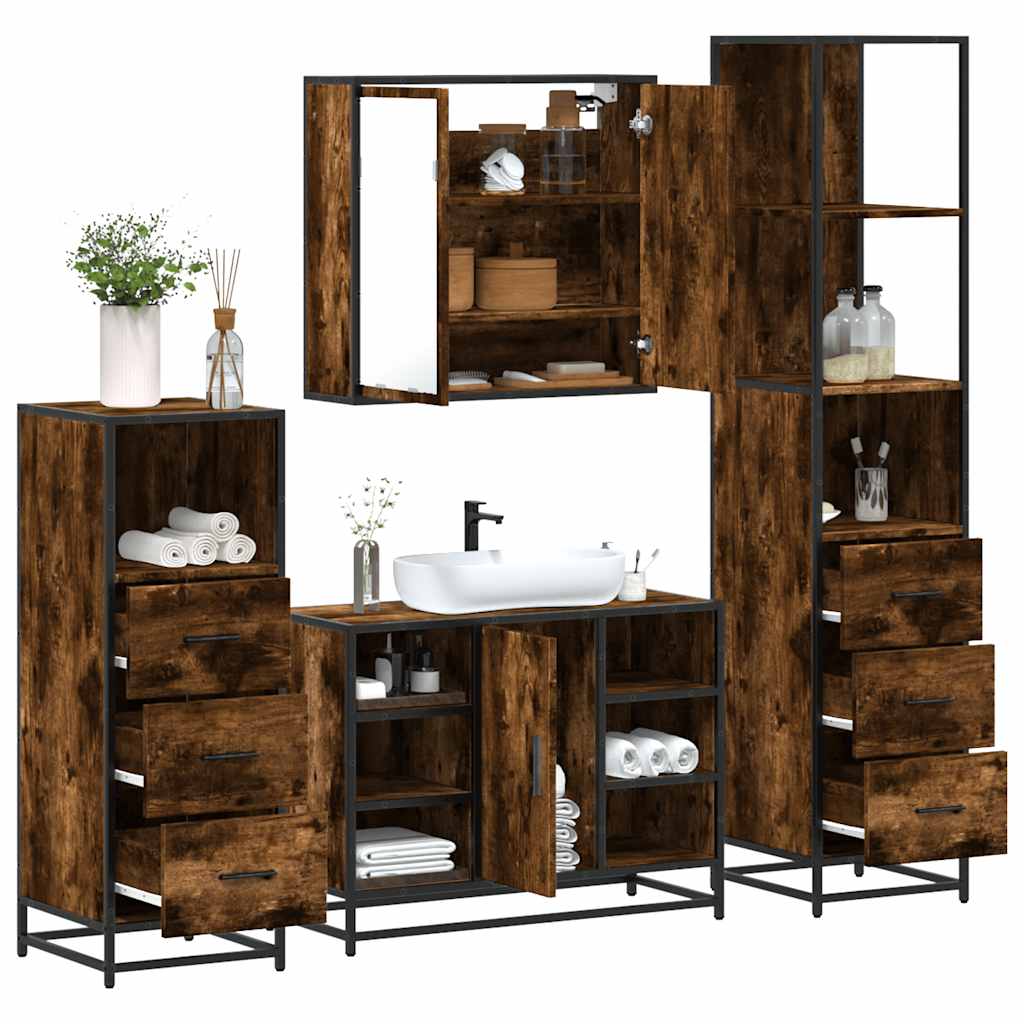 4 Piece Bathroom Furniture Set Engineered Wood