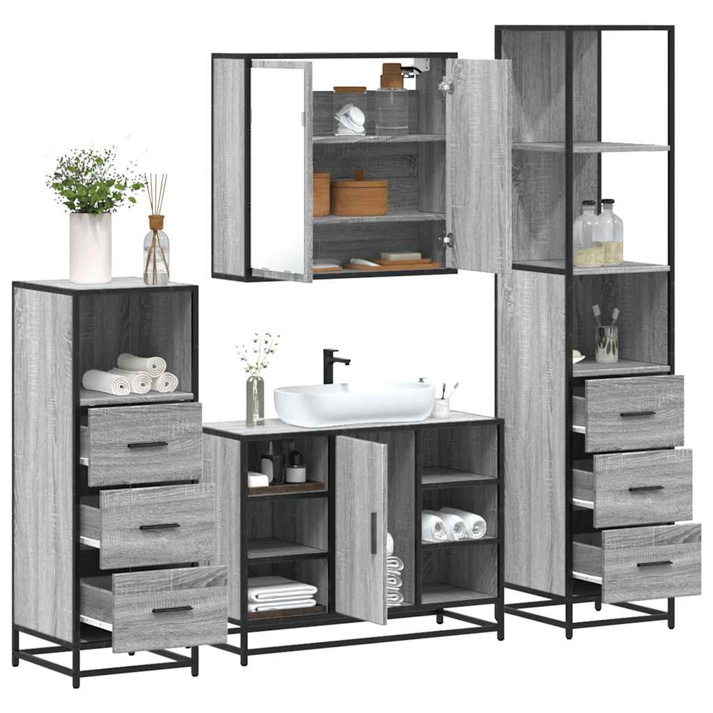 4 Piece Bathroom Furniture Set Engineered Wood