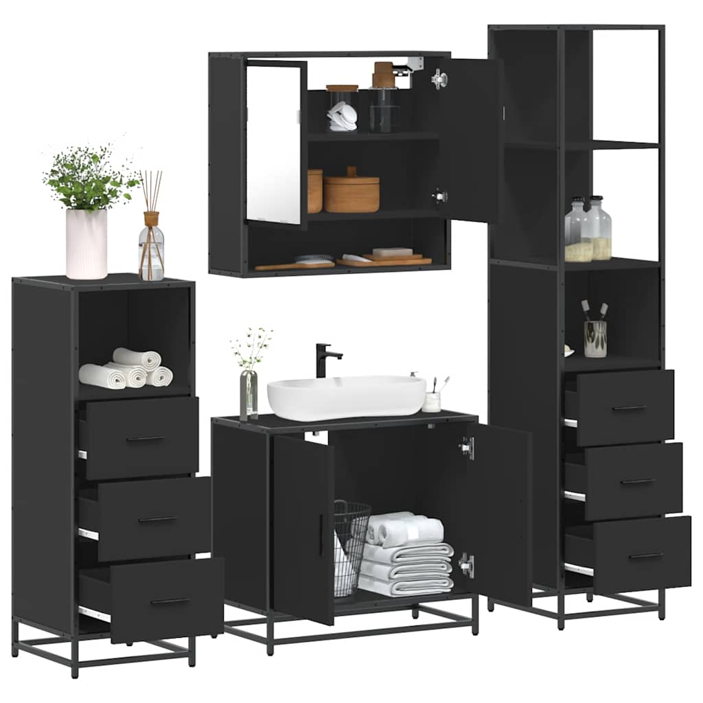 4 Piece Bathroom Furniture Set Engineered Wood