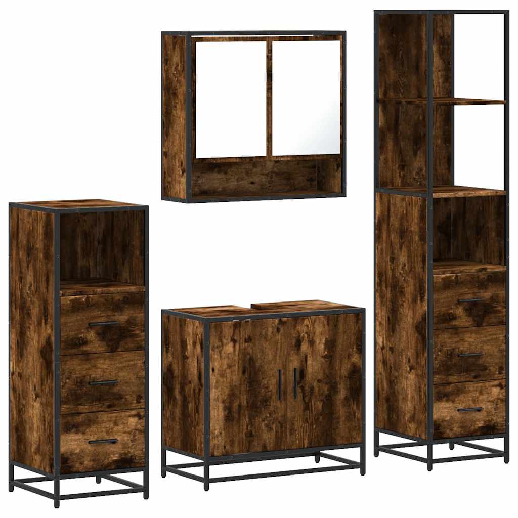 4 Piece Bathroom Furniture Set Engineered Wood