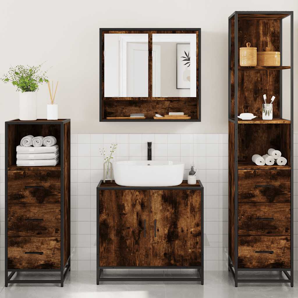 4 Piece Bathroom Furniture Set Engineered Wood