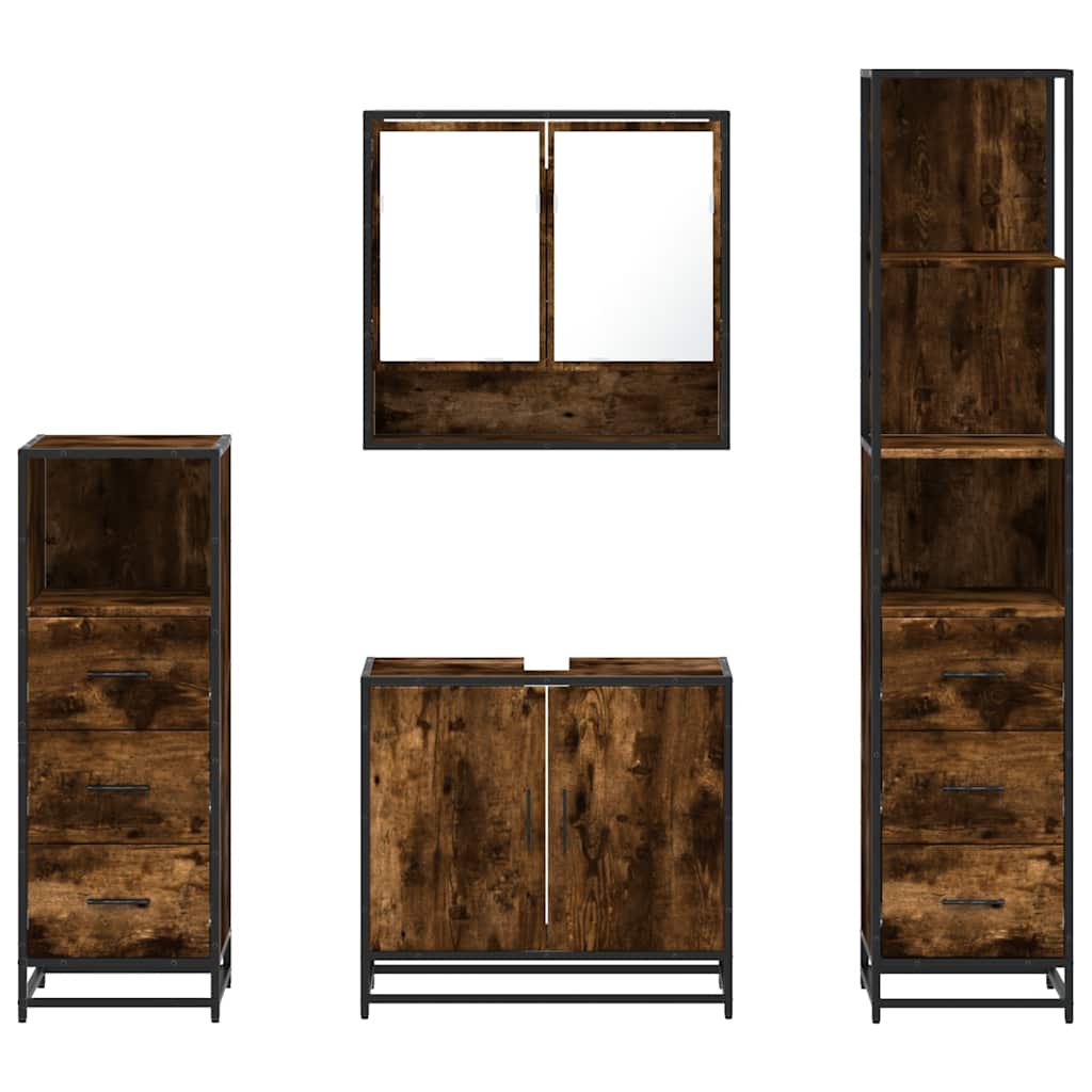 4 Piece Bathroom Furniture Set Engineered Wood
