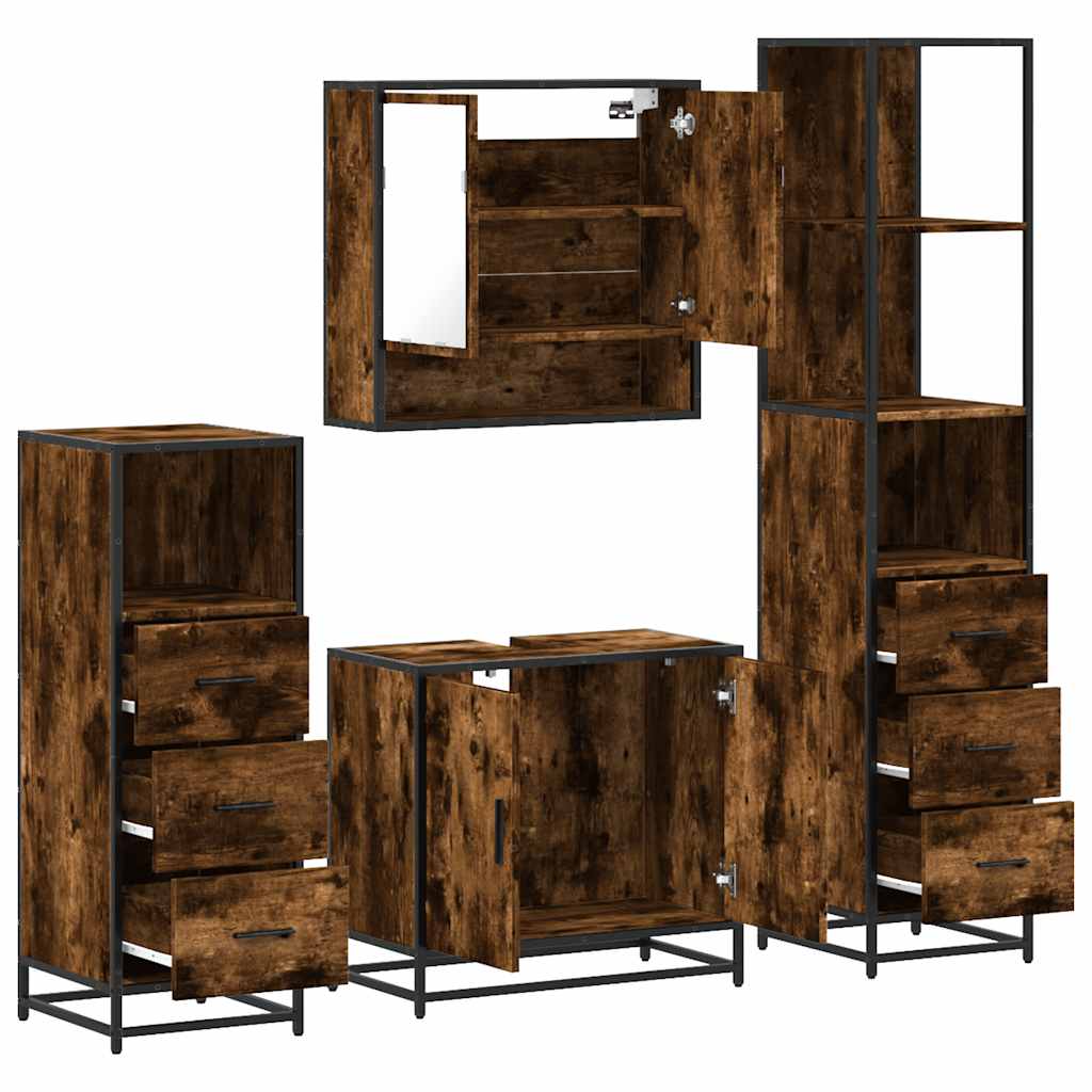4 Piece Bathroom Furniture Set Engineered Wood