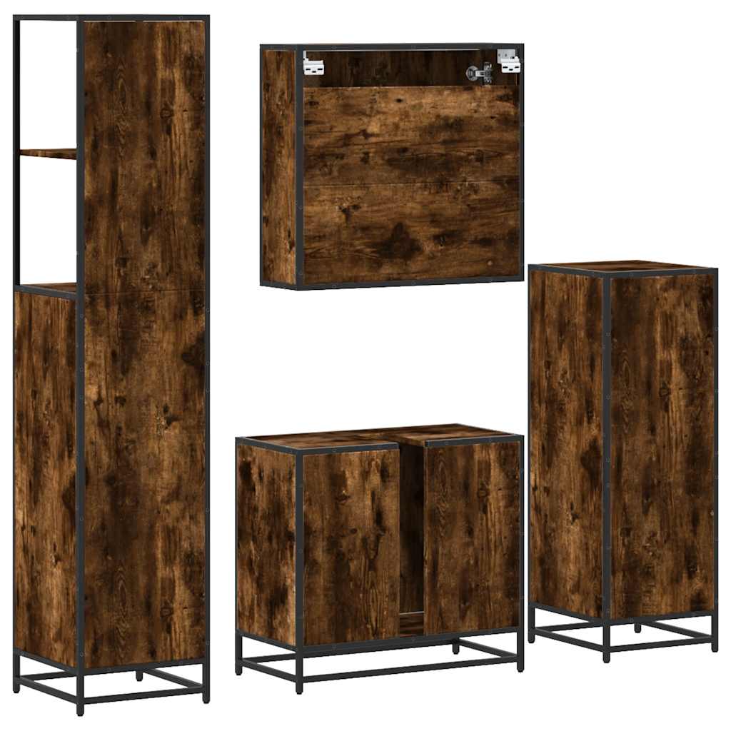 4 Piece Bathroom Furniture Set Engineered Wood