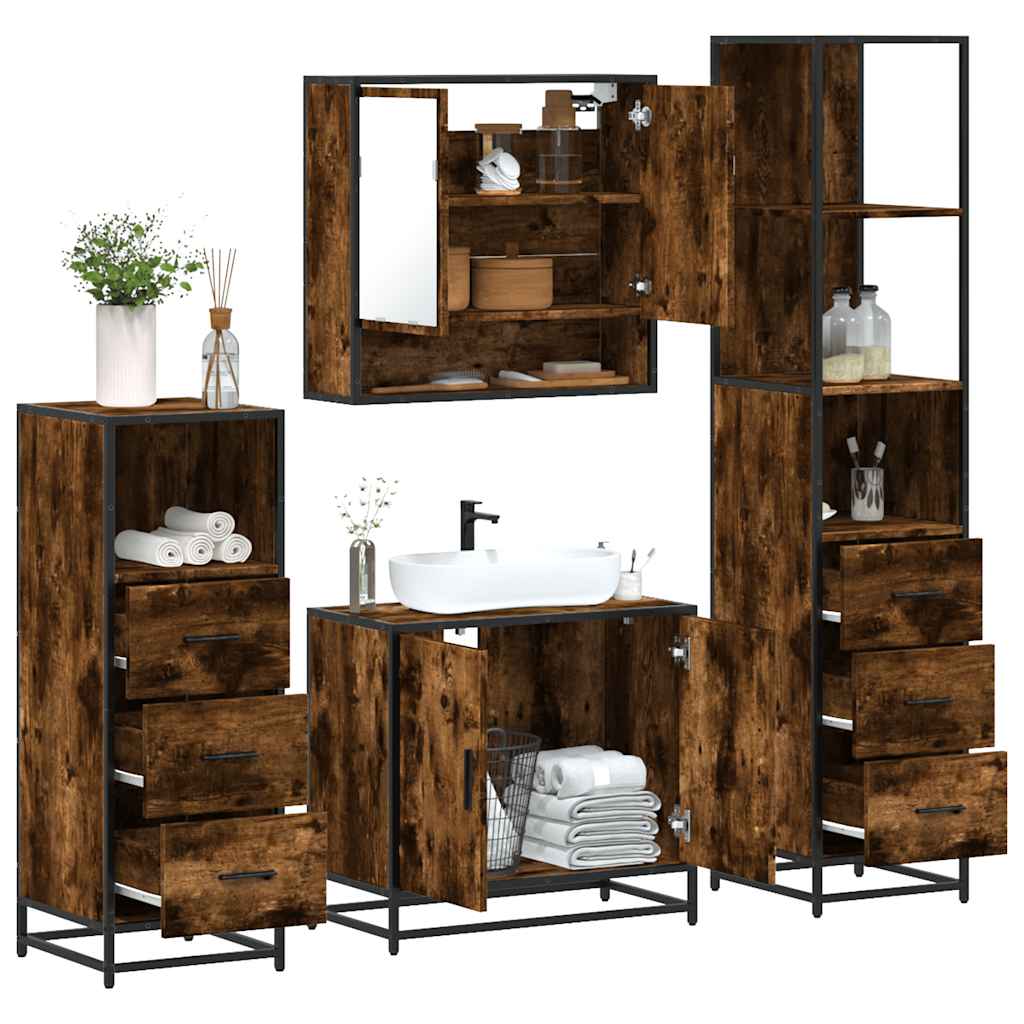 4 Piece Bathroom Furniture Set Engineered Wood