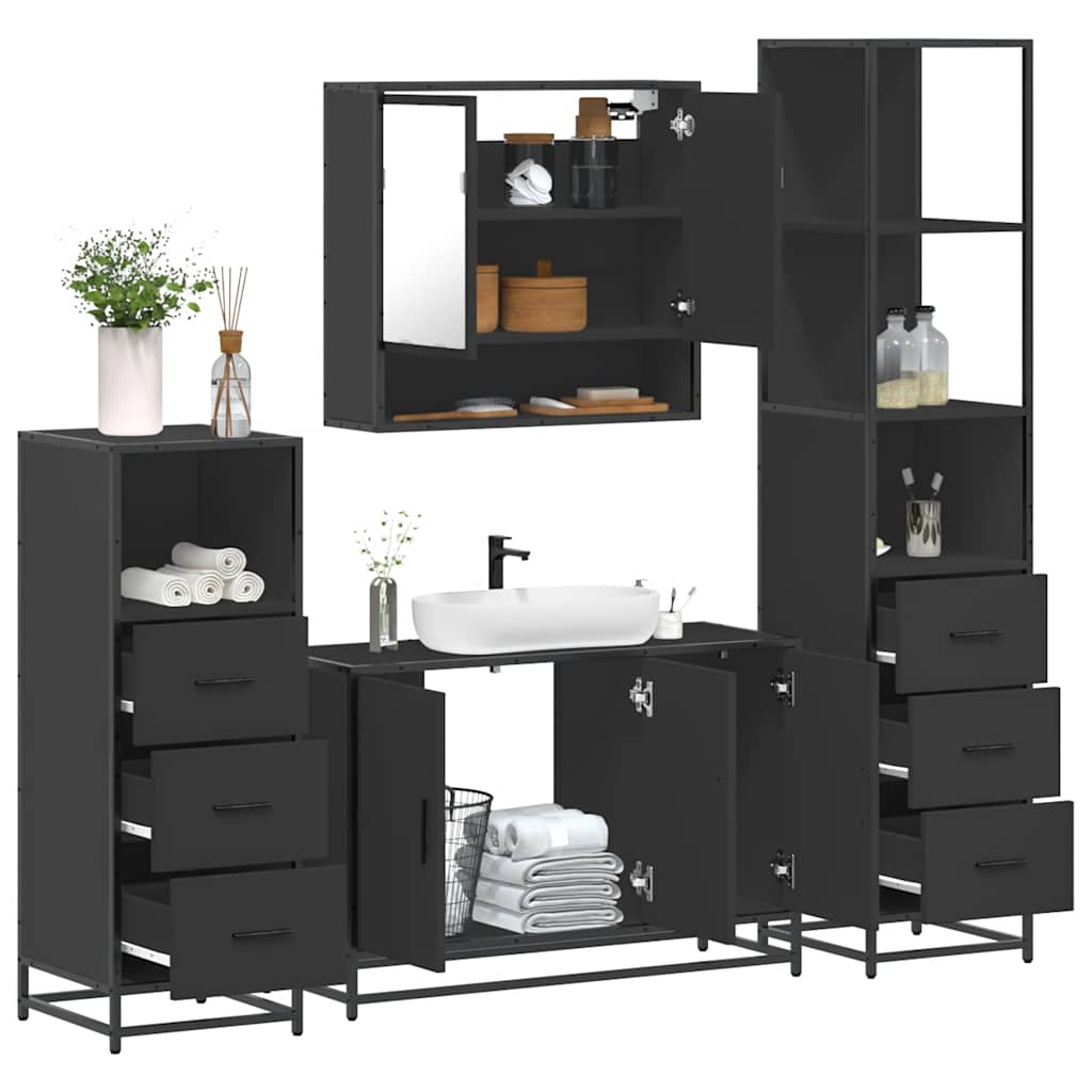 4 Piece Bathroom Furniture Set Engineered Wood