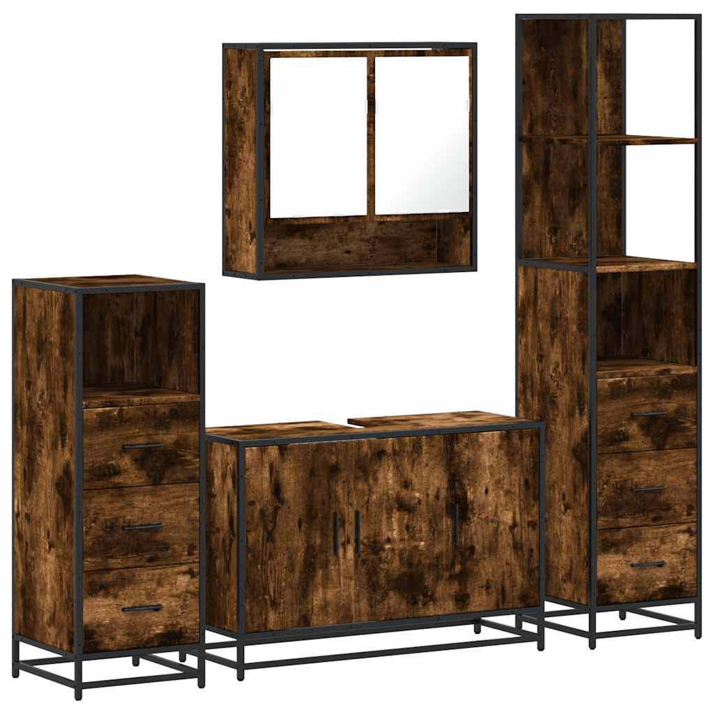 4 Piece Bathroom Furniture Set Engineered Wood