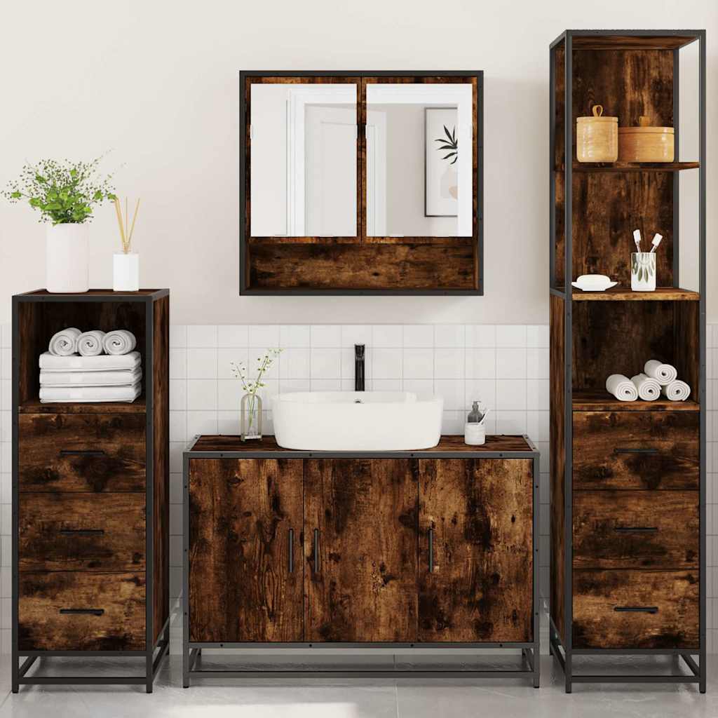 4 Piece Bathroom Furniture Set Engineered Wood