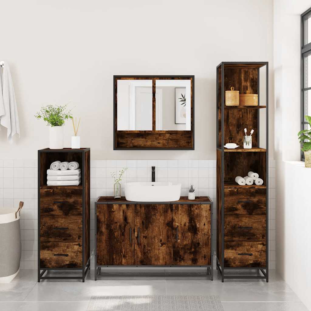 4 Piece Bathroom Furniture Set Engineered Wood