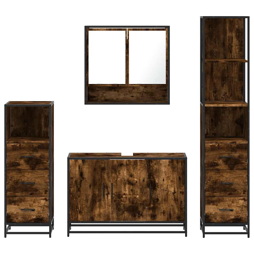 4 Piece Bathroom Furniture Set Engineered Wood