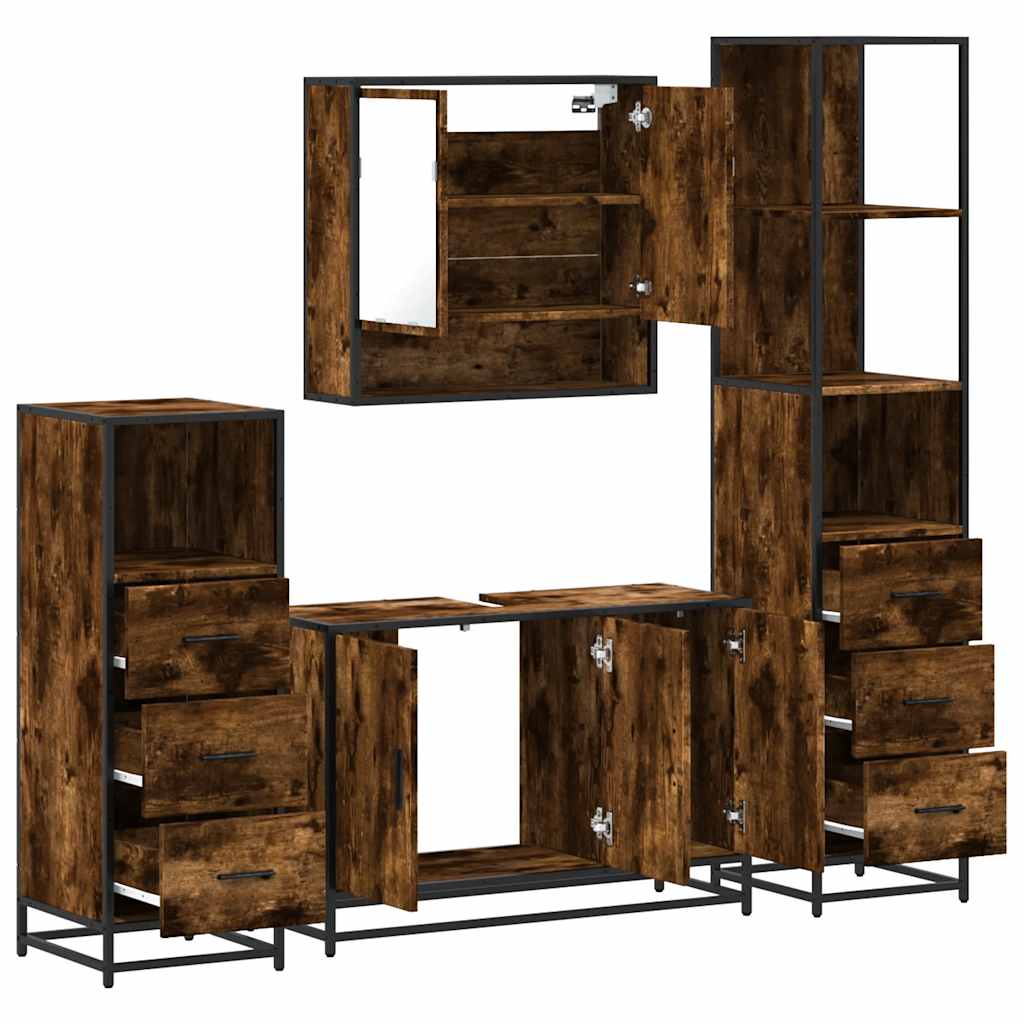 4 Piece Bathroom Furniture Set Engineered Wood