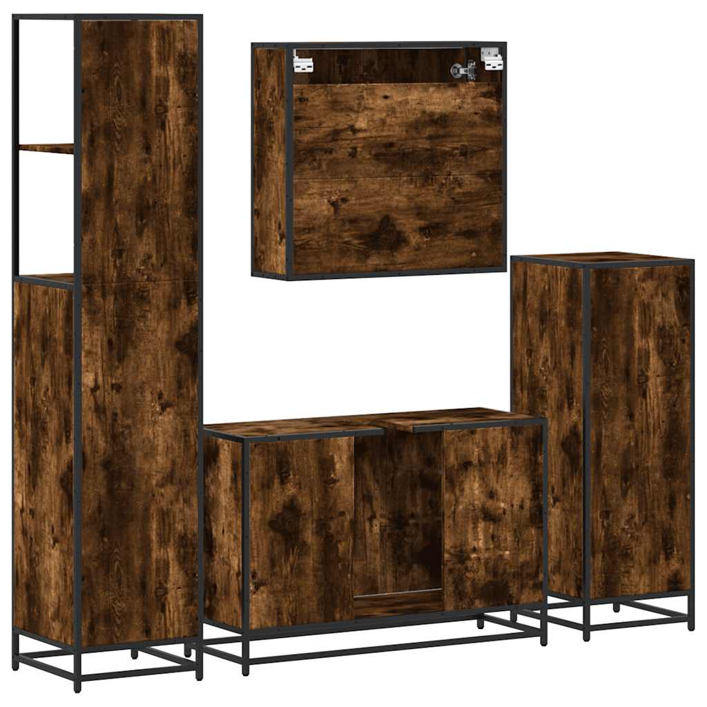4 Piece Bathroom Furniture Set Engineered Wood