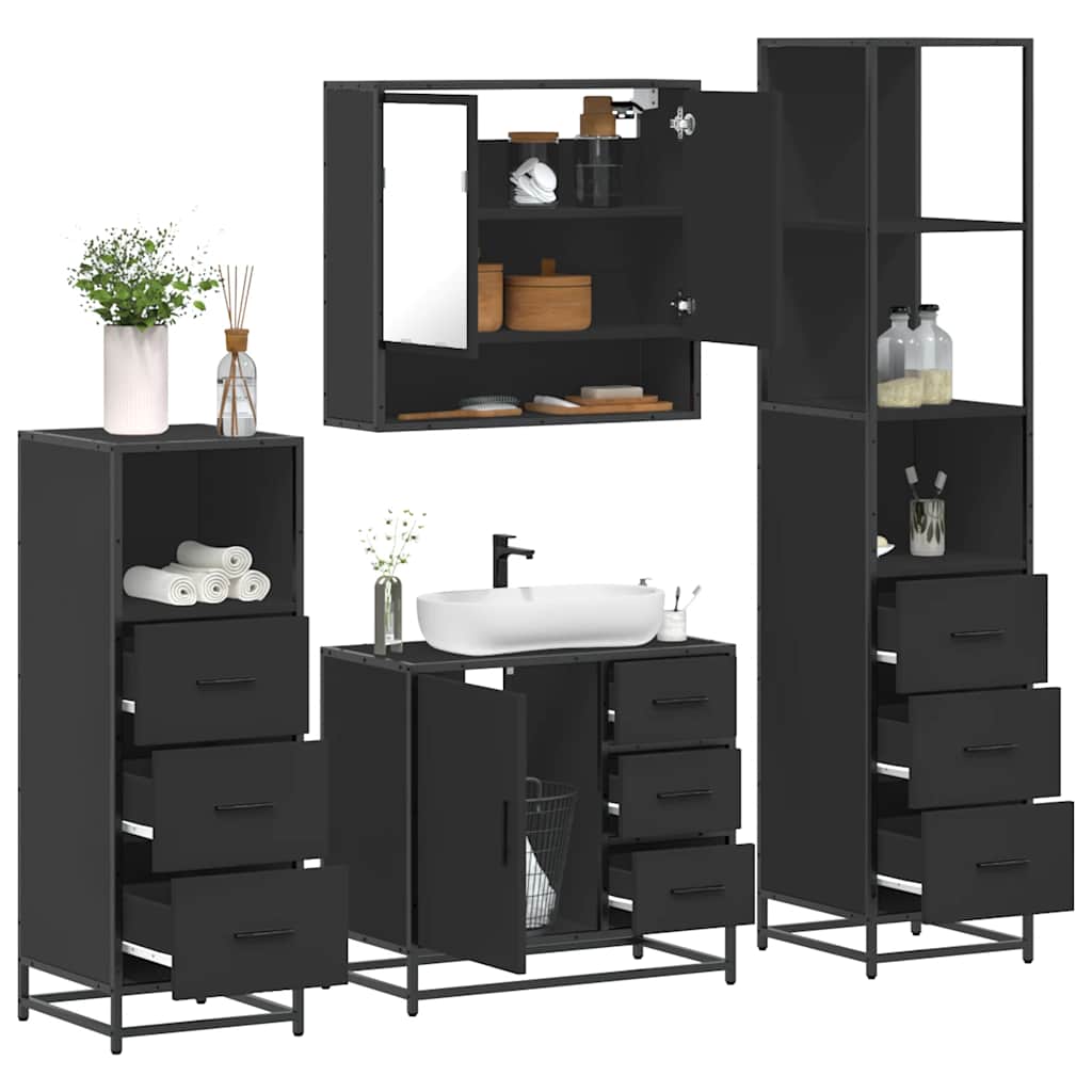 4 Piece Bathroom Furniture Set Engineered Wood