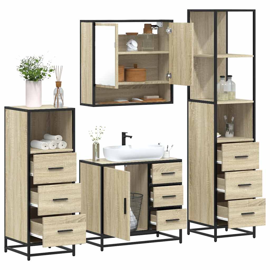 4 Piece Bathroom Furniture Set Engineered Wood